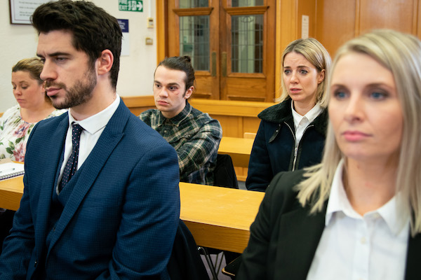 Seb in court in Coronation Street 