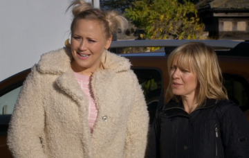 Emmerdale Tracy Rhona and the moving car Credit: ITV