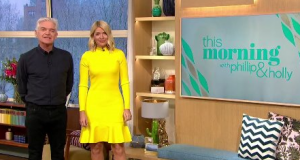 Holly in her bright yellow outfit