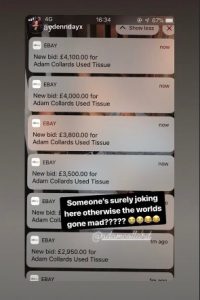 Adam Collard tissue (Credit: Instagram @adamcollard)