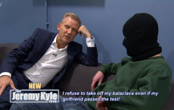 Jeremy Kyle guest refuses to take off balaclava
