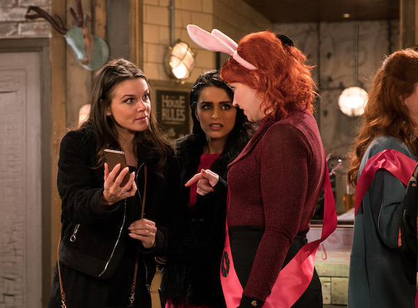 Kate and Rana on the rocks thanks to Lolly in Coronation Street 