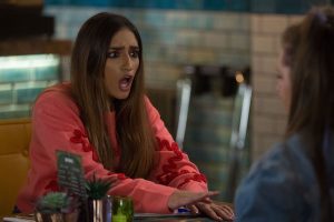 Habiba and Iqra row over the business in EastEnders (Credit: BBC)