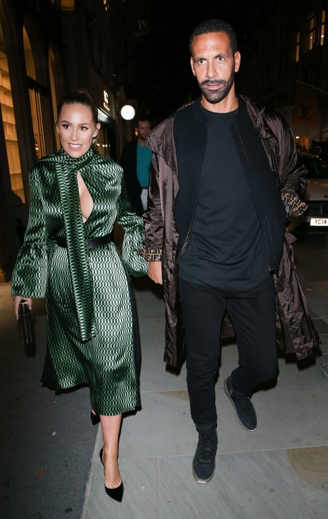 Celebrities and Guests seen arriving at the FENDI MANIA Collection Launch in London, England, UK. Pictured: Kate Wright,Rio Ferdinand Ref: SPL5033998 171018 NON-EXCLUSIVE Picture by: SplashNews.com Splash News and Pictures Los Angeles: 310-821-2666 New York: 212-619-2666 London: 0207 644 7656 Milan: 02 4399 8577 photodesk@splashnews.com World Rights