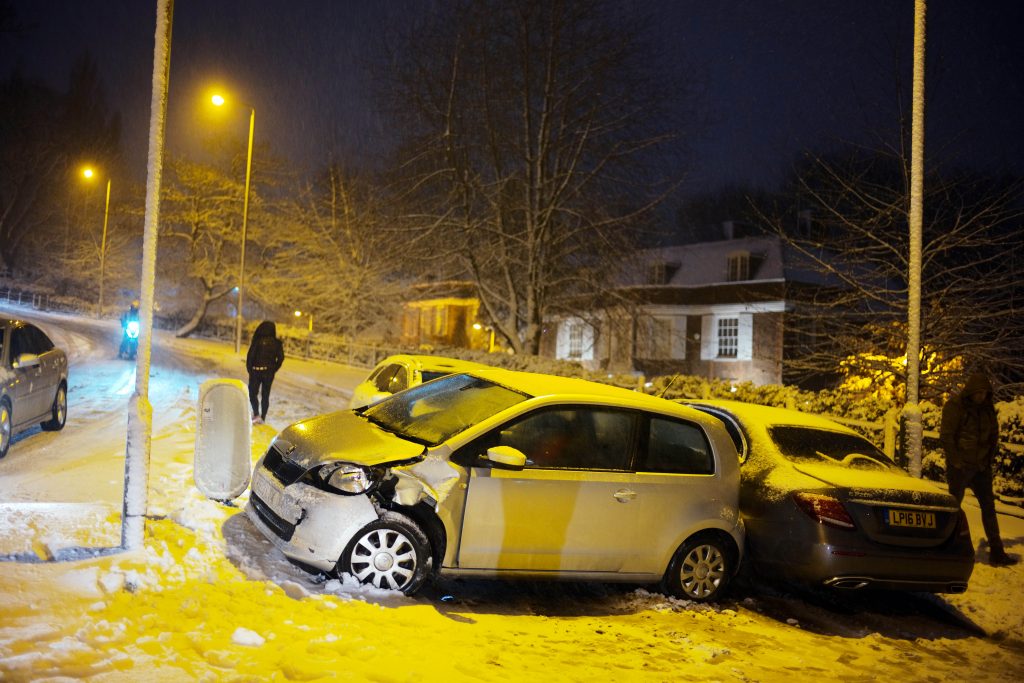 Cars in the snow