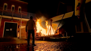 Coronation Street's Simon Barlow screams for help as he burns alive in boat fire