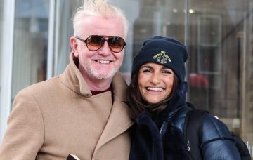 Chris Evans leaves the News Building with his wife, Natasha Shishmanian and their twins, after his first breakfast show on Virgin radio