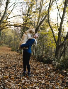 animal lover with pet dog