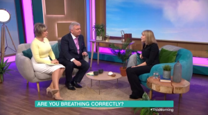 Eamonn Holmes and Ruth Langsford with breathing coach Rebecca Dennis