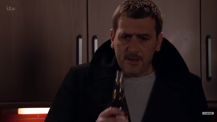 Peter with whiskey Corrie Credit: YouTube/ITV