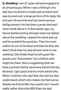 Bride asks for advice on FB forum