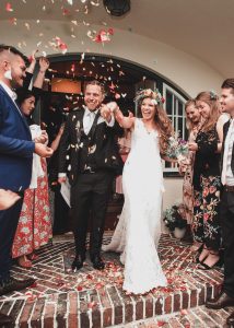 Bride and groom on wedding day