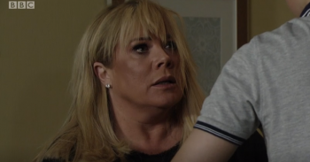 EastEnders Sharon punched by Denny Credit: BBC