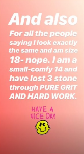 Chanelle's Instagram Story message