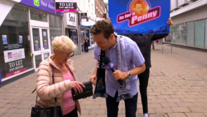 Ann look for a penny to give Stephen