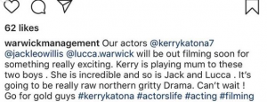 Kerry's acting role announced on Instagram