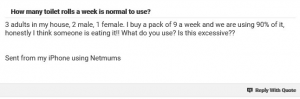 Netmums message from a user