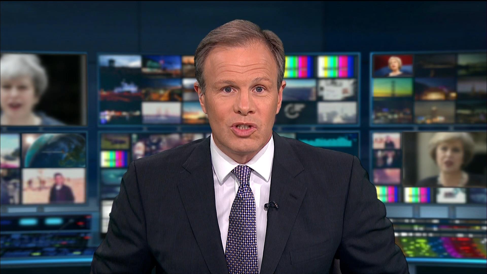 Tom Bradby reading the ITV News