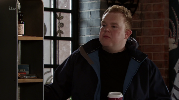 Craig Tinker gets a shave in Corrie
