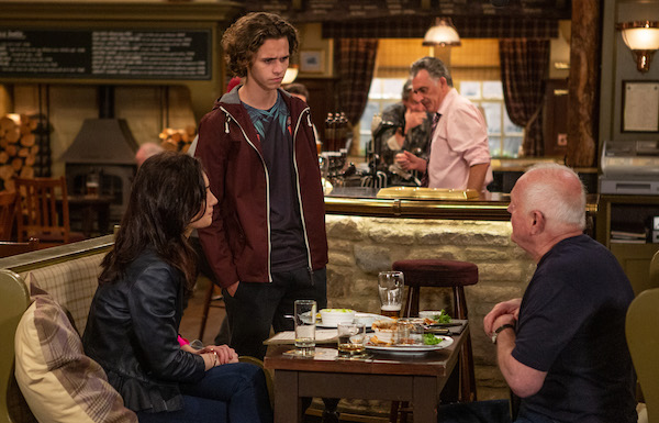 Jacob, Pollard and Leyla in Emmerdale 
