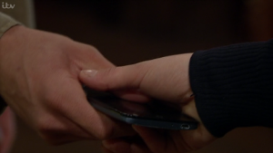 Moira and Nate touch Emmerdale 