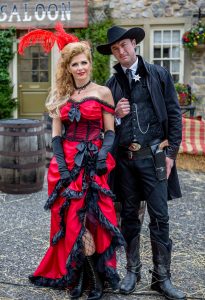 Liam and Bernice in wild west costumes