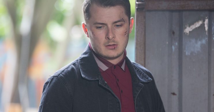 WARNING: Embargoed for publication until 00:00:01 on 02/08/2019 - Programme Name: EastEnders - July - September - 2019 - TX: 01/08/2019 - Episode: EastEnders - July - September - 2019 - 5964 (No. 5964) - Picture Shows: *NOT FOR USE PRE-TX WITHOUT PRIOR APPROVAL* Ben finds Phil injured and surprises Kat, Martin and Stacey, Ben Mitchell (MAX BOWDEN) - (C) BBC - Photographer: Jack Barnes