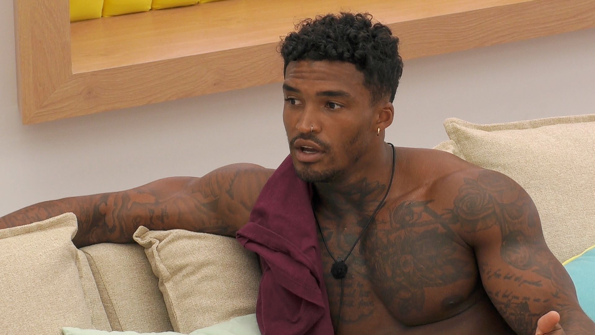 Love Island star Michael Griffiths talking to Amber Gill