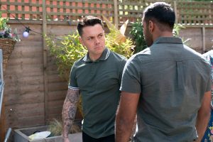 Jonny has been subjecting the Maliks to racist abuse (Credit: Lime Pictures/Channel 4)