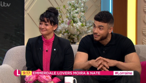 Natalie and Jurell appeared on Lorraine Emmerdale Moira and Nate