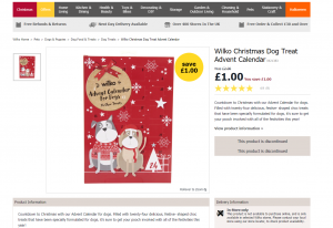 Wilkinsons dog advent calendar 