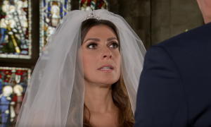 Michelle outed Robert as a liar and a cheat on their wedding day Coronation Street