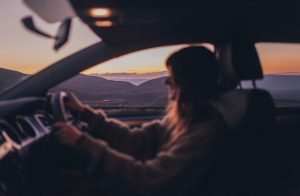Woman sat in car