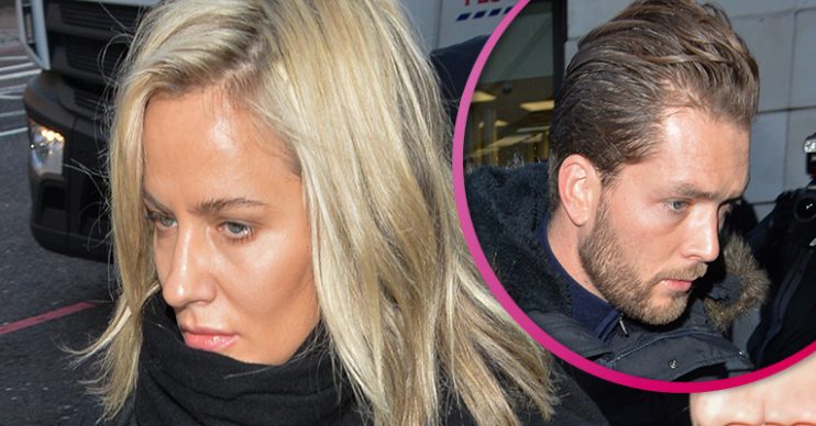 Caroline Flack and boyfriend Lewis Burton at court