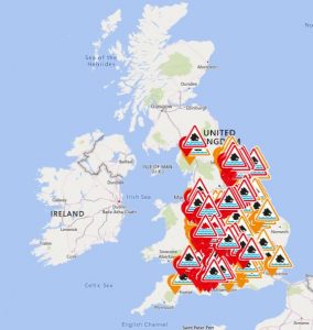 UK flood warning map