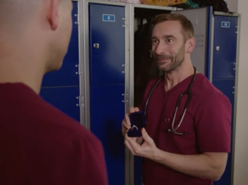 holby city love triangle essie kisses sacha