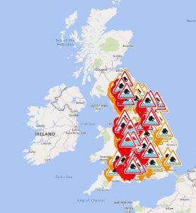 UK weather flood warning map