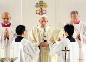 Pope Francis usually has a busy schedule, including this visit to Tokyo last November (Credit: Splash News)