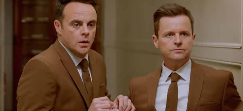 Ant and Dec were stunned to see who was behind the mask in Men in Brown (Credit: ITV)