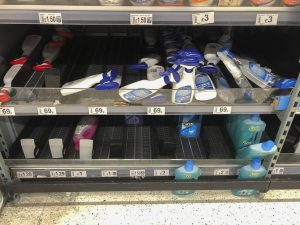 Empty shop shelves