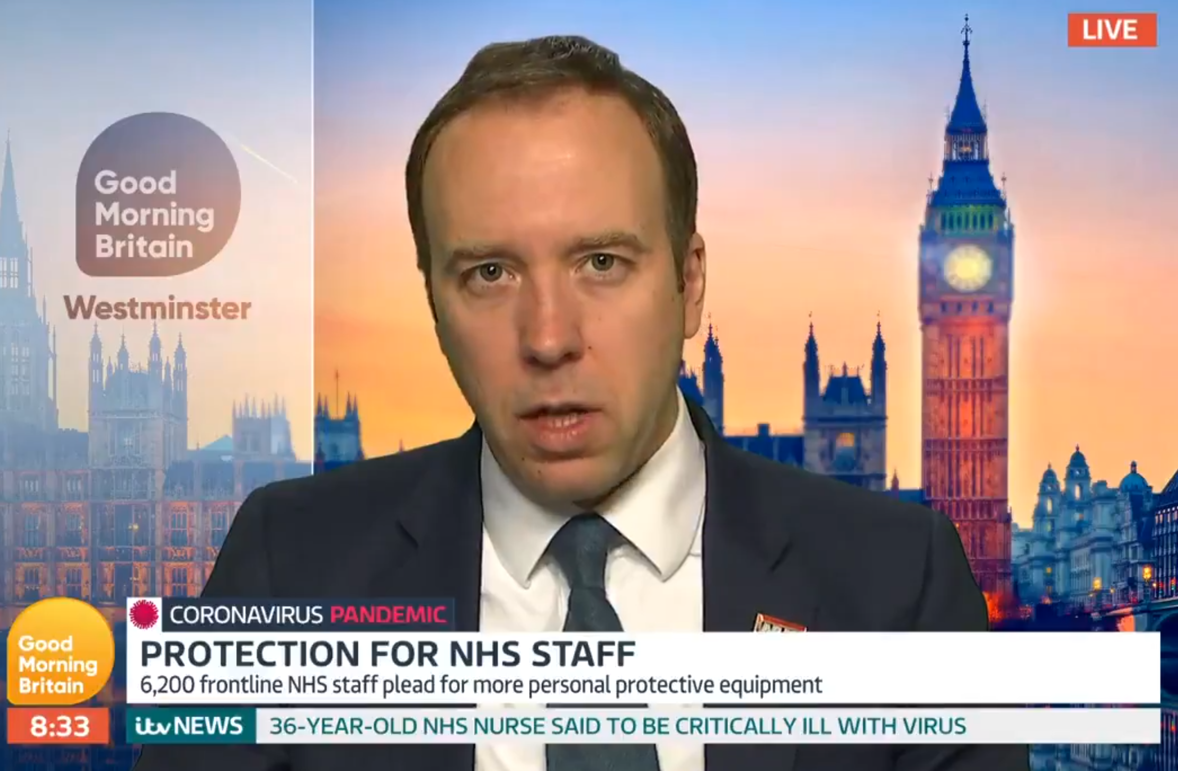 Matt Hancock Good Morning Britain (Source: ITV)