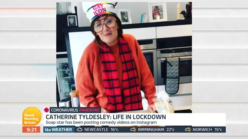 Catherine Tyldesley dresses up as 'Olga'