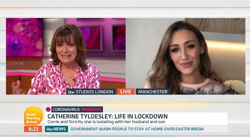Catherine Tyldesley and Lorraine on Good Morning Britain