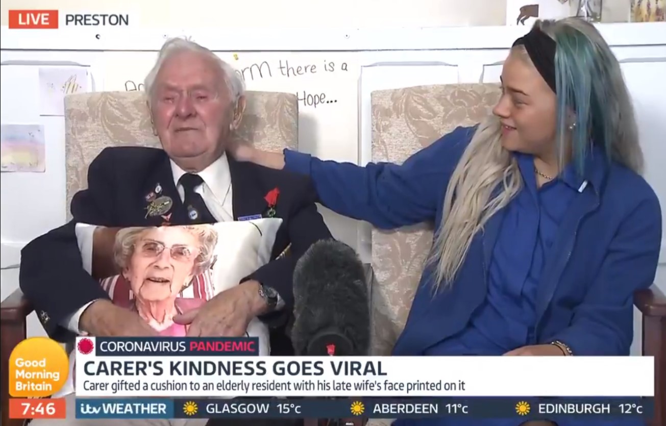 Ken Bembow and carer Kia Tobin on GMB