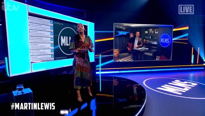 Angellica Bell was in the studio, Martin Lewis was at home (Credit: ITV)
