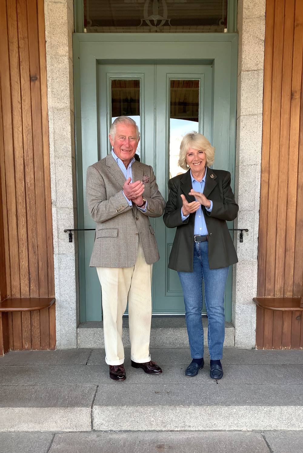 The Duke and Duchess of Cornwall were out clapping (Credit: BBC)