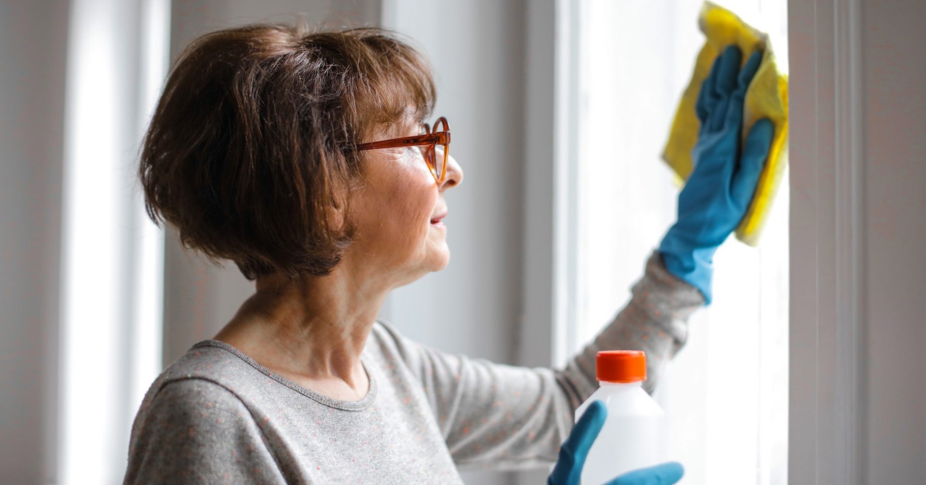woman cleaning home