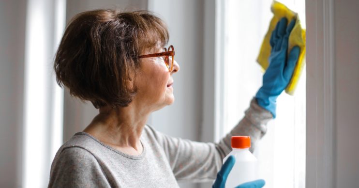 woman cleaning home