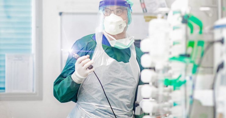 An intensive care nurse. Coronavirus: UK death toll could reportedly hit 50,000 by Easter Sunday if Brits ignore lockdown measures