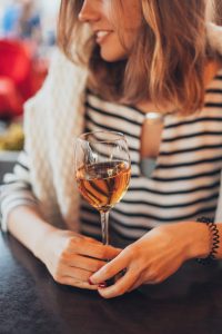 Woman drinking wine